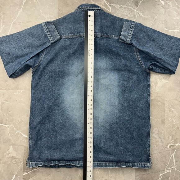 Vintage Pelle Pelle Jacket Mens XL Denim Jean Mark Buchanan Coat y2k Hip Hop Rap - Picture 12 of 13